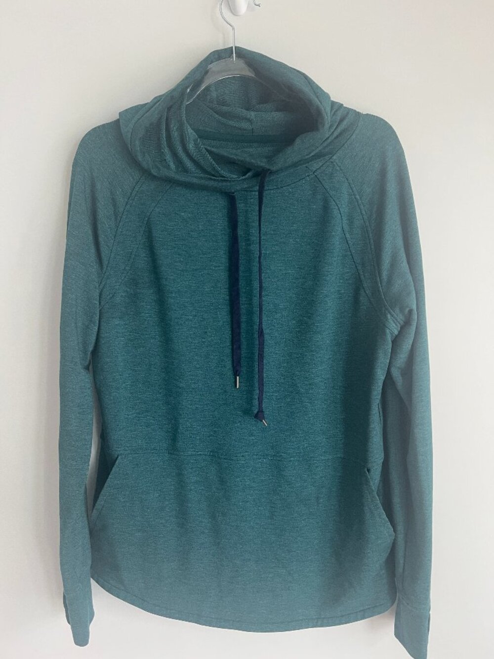 Title Nine Manresa Cowl Neck Hoodie Pullover Teal Green Size Large